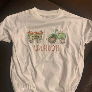 “WAYLON” Kids White Tractor Print T-Shirt bubble